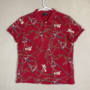 Ralph Lauren Red Polo with Equestrian Chain Print
